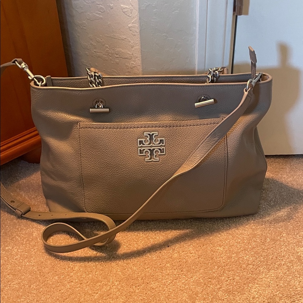 Tory Burch Taupe Leather Shoulder Bag